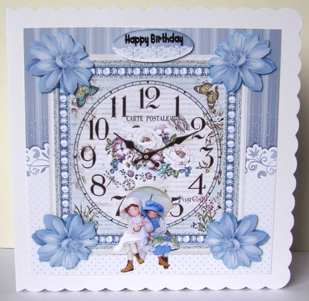 Clock Blue Card Front by Margaret McCartney