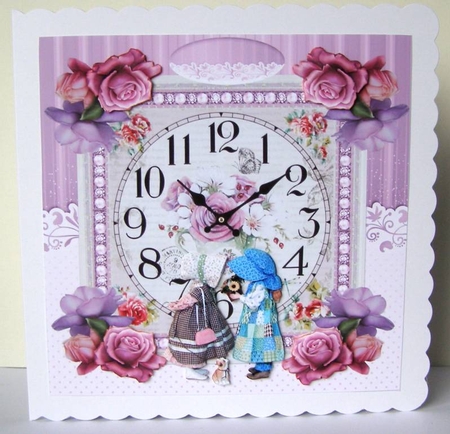 Clock Purple Card Front by Margaret McCartney