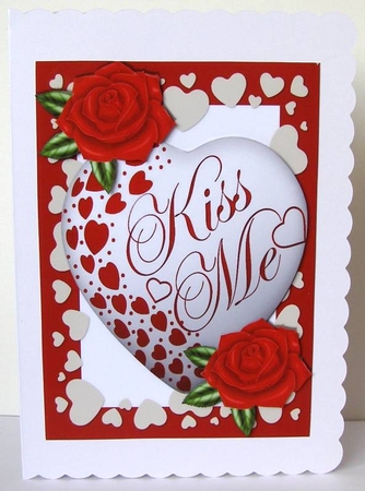 Kiss me heart! with red roses by Margaret McCartney