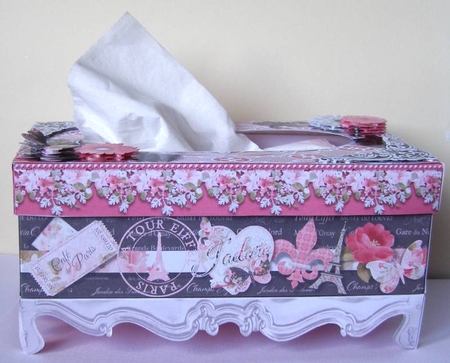 Shabby Chic French Fancy Family Size Tissue Box Cover. by Margaret McCartney