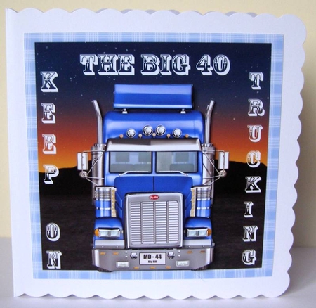 Blue truck the big 40 card front by Margaret McCartney