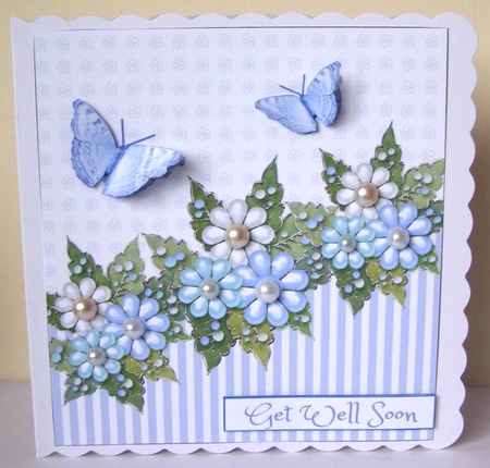 Butterfly & Blossom Card Topper - Blue by Margaret McCartney