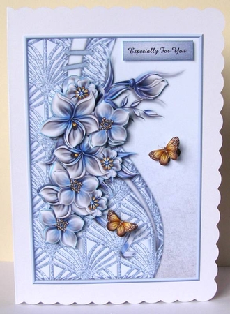 Beautiful  Shaped Border &  Blue Flowers by Margaret McCartney