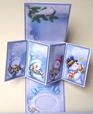 Cuddles with a Snowman Twist & Pop Card by Margaret McCartney