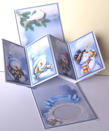 Cuddles with a Snowman Twist & Pop Card by Margaret McCartney