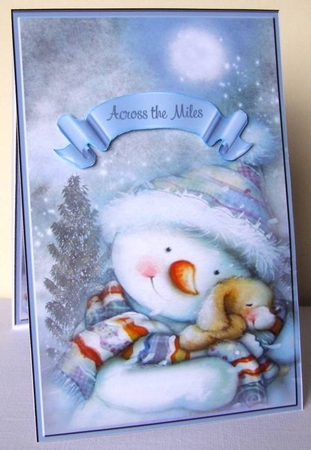 Cuddles with a Snowman Twist & Pop Card by Margaret McCartney