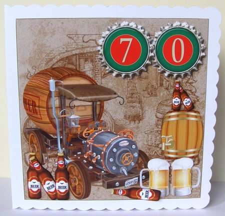 70th Brewery Birthday card front by Margaret McCartney