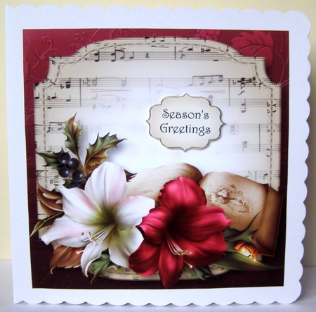 Sheet Music Christmas - Amaryllis & Book 8x8 by Margaret McCartney