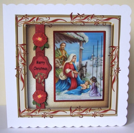 Gold Framed Nativity  Pyramid MK by Margaret McCartney