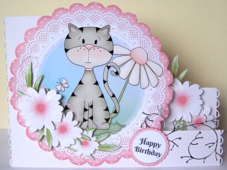Cute Cat Scolloped Topper 1 by Margaret McCartney