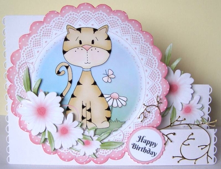 Cute Cat Scolloped Topper 3 by Margaret McCartney