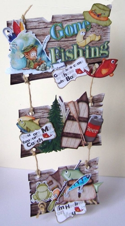 What a Catch Hanging Wood Sign Trio by Margaret McCartney