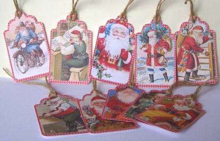Vintage Santa Christmas Tags 3 by Margaret McCartney