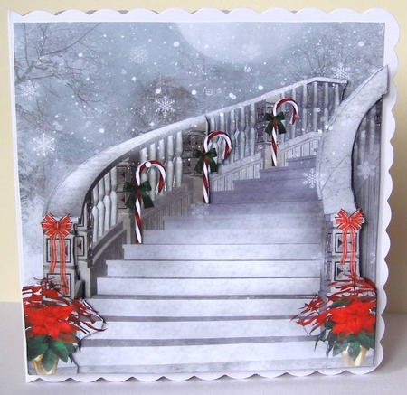 Yule Tide Magic - Christmas Entrance - 3D Decoupage kit + Insert & Gift Tag by Margaret McCartney