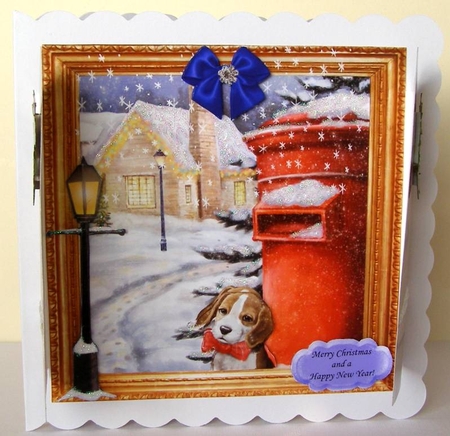 THROUGH THE GATES  LAMP LIGHT VILLAGE & PUP 6x6  by Margaret McCartney