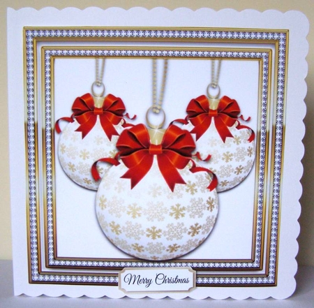 Beautiful Gold & White Baubles 8x8 by Margaret McCartney