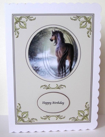 A5 horse step by step card front by Margaret McCartney