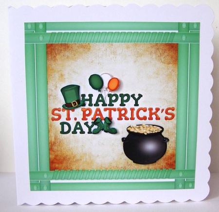 Happy St Patricks Day 6x6 in green frame by Margaret McCartney