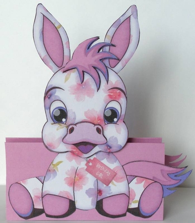 Whisper the Donkey A-Frame Card  by Margaret McCartney