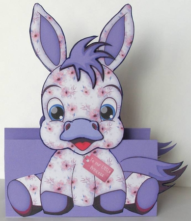 Flora the adorable Donkey A-Frame Card  by Margaret McCartney