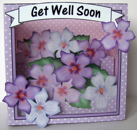 3D Floral Diorama Shadow Box Card Mini Kit  - Pretty Violas by Margaret McCartney