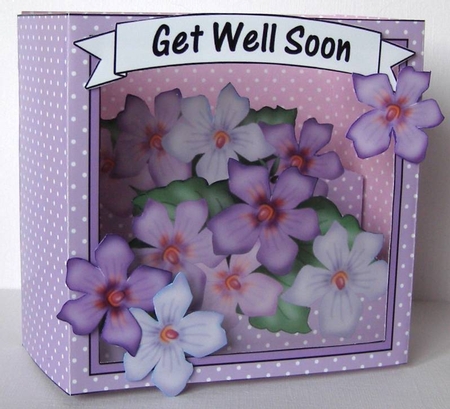 3D Floral Diorama Shadow Box Card Mini Kit  - Pretty Violas by Margaret McCartney