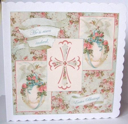 Vintage Doves Religious Easter Quick Card Topper by Margaret McCartney
