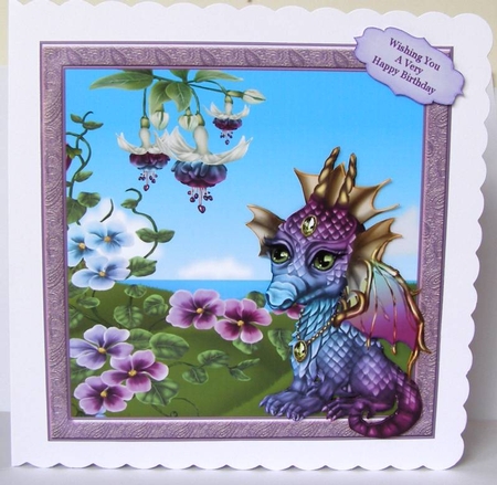Sweet Little Purple Dragon  8x8 by Margaret McCartney