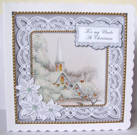 Ice Church My Uncle at Christmas 8in Decoupage Topper by Margaret McCartney