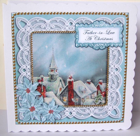 Rooftops Father in Law at Christmas 8in Decoupage Topper by Margaret McCartney
