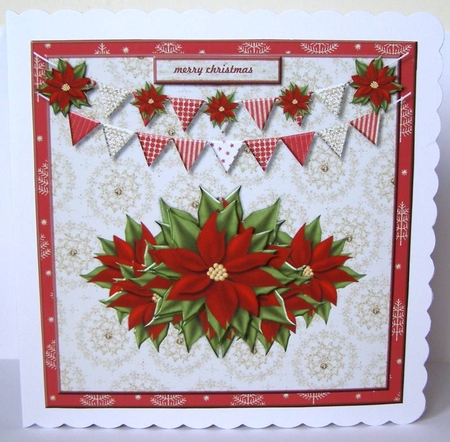 Christmas poinsettias Quick card by Margaret McCartney