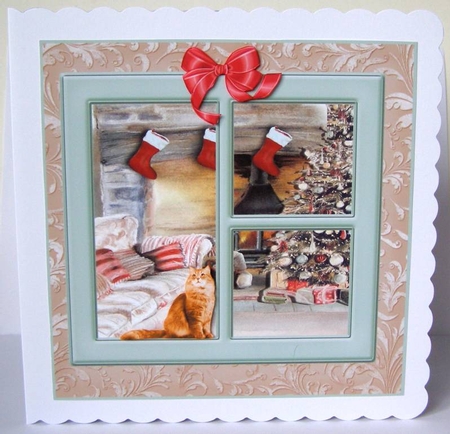 CHRISTMAS THERES NO PLACE LIKE HOME MULTI SENTIMENT GINGER CAT by Margaret McCartney
