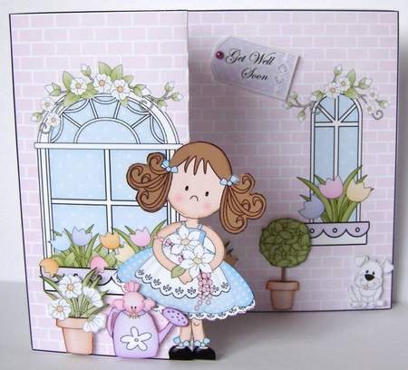 3D Shaped No-Hole Fold Back Mini Kit -  Country Cottage Girlz Zoe has Pretty Flowers by Margaret McCartney