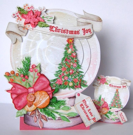 CHRISTMAS SNOWGLOBE Tent Card - Christmas Joy by Margaret McCartney
