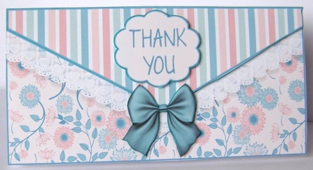 Envelope Look Floral Card Set - Pink & Turquoise by Margaret McCartney