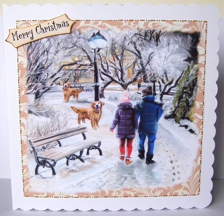 WALKIES GOLDEN RETRIEVER & COUPLE by Margaret McCartney