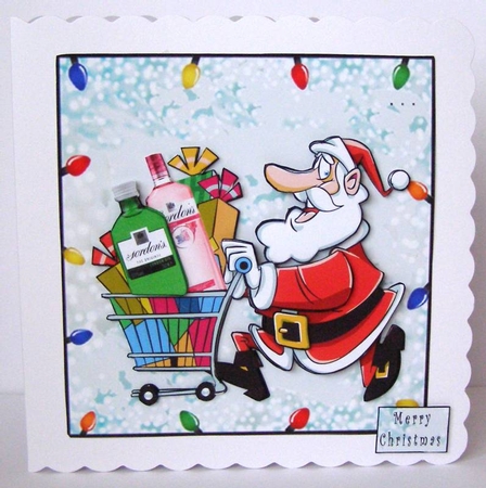 Gin Santa - Decoupage by Margaret McCartney
