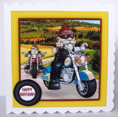 Bikers Day Out For The Men In Your Life 6 x 6 Card Kit With Decoupage, Insert, Envelope & Tags by Margaret McCartney
