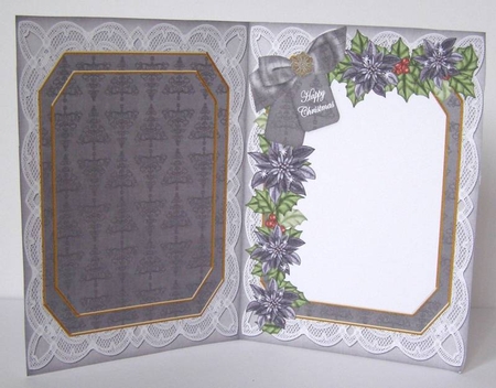 Winter Walk Happy Christmas 7x5in Fancy Lace Foldable Insert by Margaret McCartney