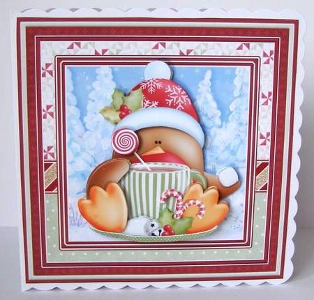 CHRISTMAS ROBIN WARM WINTER WISHES 7.5 Decoupage & Insert Kit by Margaret McCartney