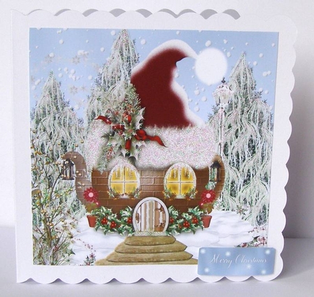 Christmas Teapot House 6x6 Quick card by Margaret McCartney