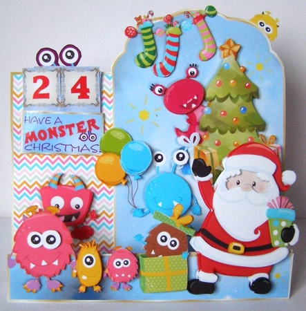 ADVENT STEPPER CARD - Monster Christmas by Margaret McCartney