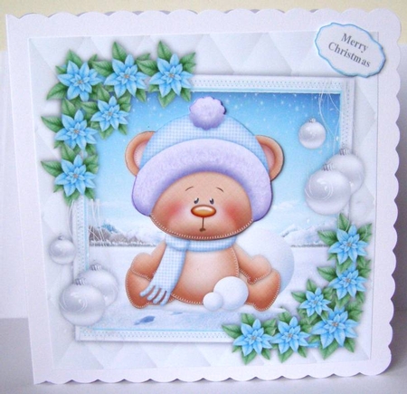 Gorgeous Bear With Snowballs 8x8 by Margaret McCartney