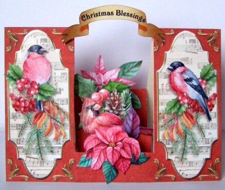 A Christmas Chorus Double Sided Stepper Card by Margaret McCartney