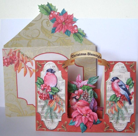 A Christmas Chorus Double Sided Stepper Card by Margaret McCartney