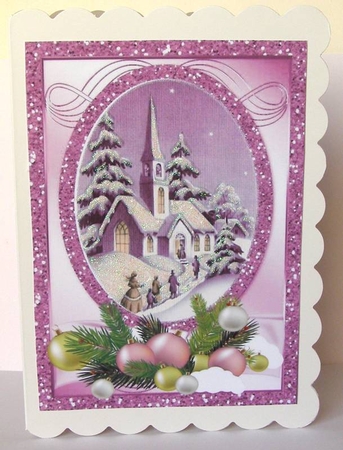 Going to the church on christmas in the snow A4 by Margaret McCartney