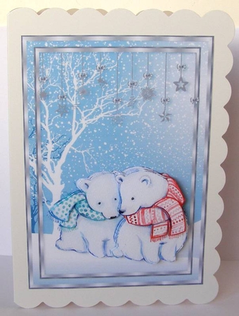 Cuddle Up & Keep Warm Polar Bears in the Snow A5 Topper & Decoupage by Margaret McCartney