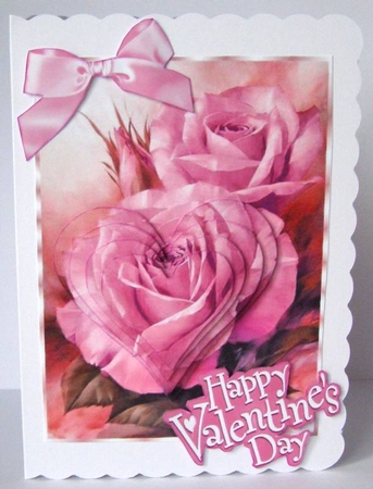 pretty pink roses with heart pyramids by Margaret McCartney
