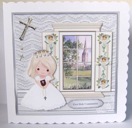 First Holy Communion Card Mini Kit & Decoupage (blonde hair) by Margaret McCartney