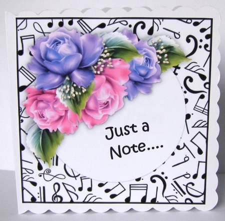 Just a Note Music & Roses  Card Topper by Margaret McCartney
